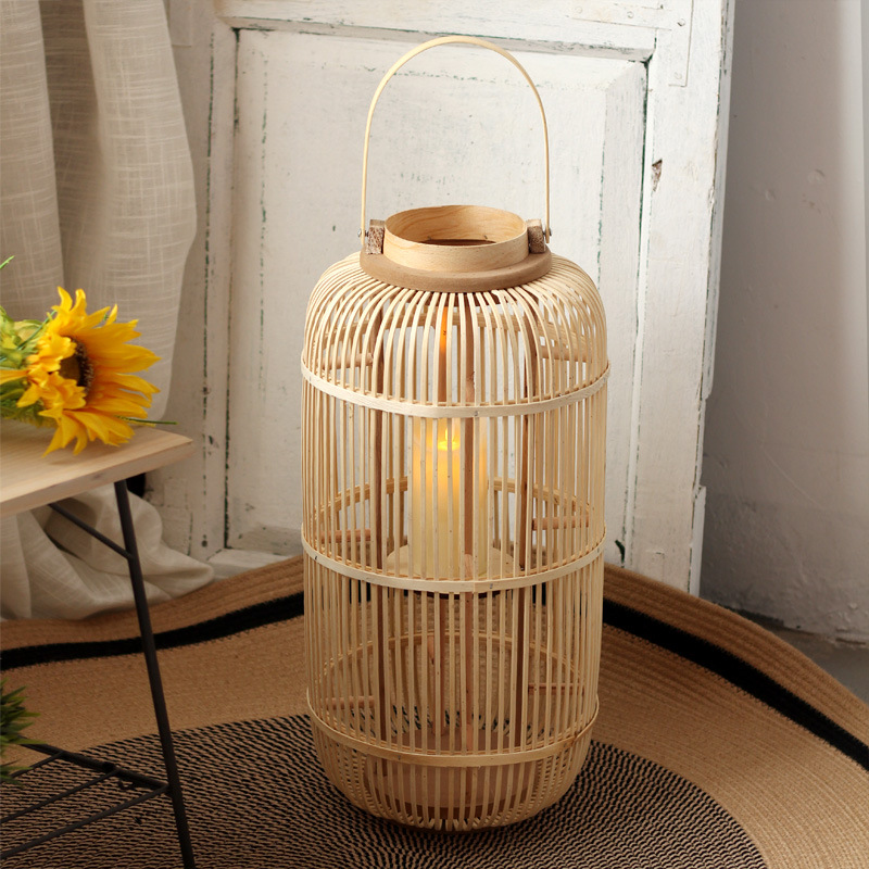 Lámpara de viento de bambú hec - Candle Holder Decor reseña y precio